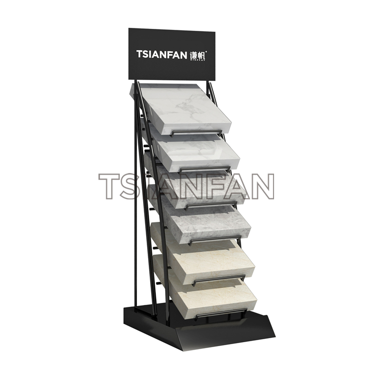 黑色烤漆-石英石展廳桌面展架-大理石人造石鐵架