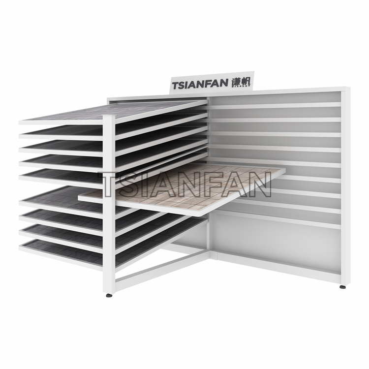 陶瓷平躺展架-瓷磚斜趟式展示架-精致美觀