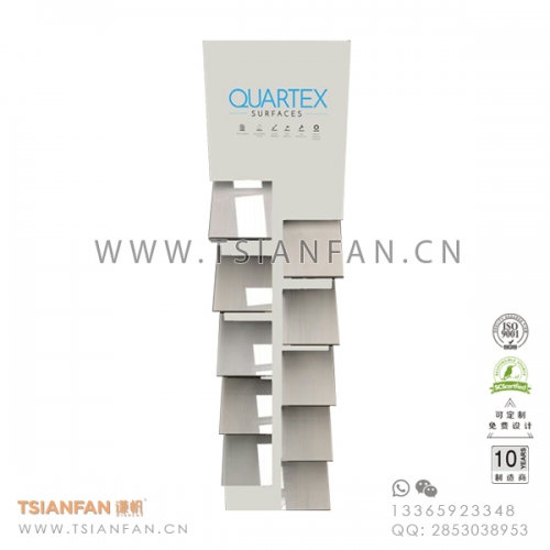 新款-鐵板烤漆石英石展架-人造石落地展示架-源頭工廠