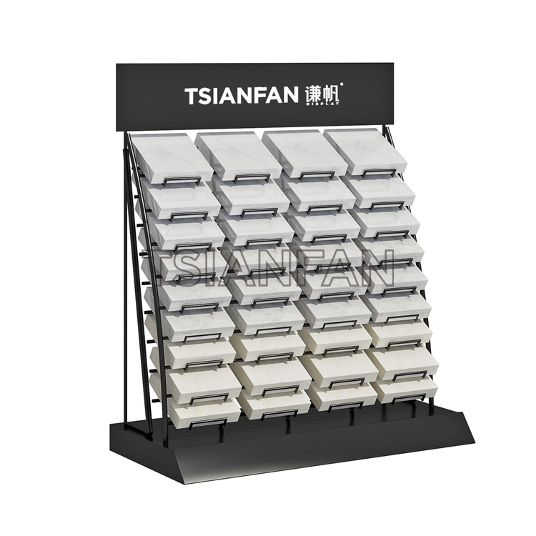 黑色鐵線-瓷磚臺(tái)面架-弧形石英石展示架