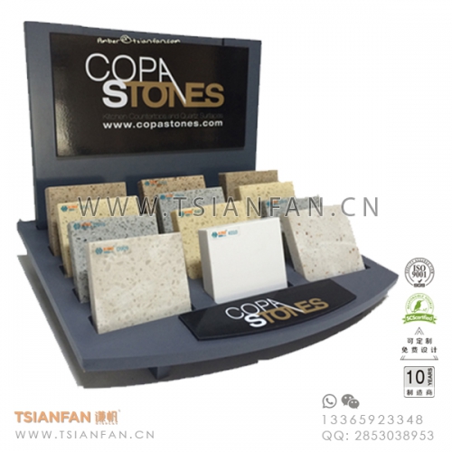 木質(zhì)烤漆-微晶石促銷架-小型石英石層式樣板展架